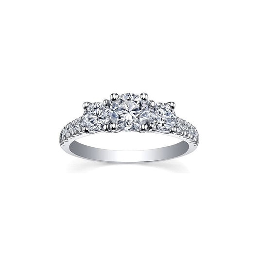 18CT WHITE GOLD 3 STONE DIAMOND RING