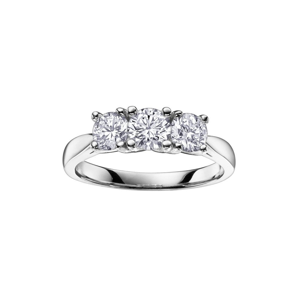 18CT WHITE GOLD 3 STONE DIAMOND RING
