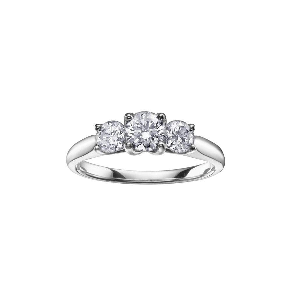 18CT WHITE GOLD 3 STONE DIAMOND RING