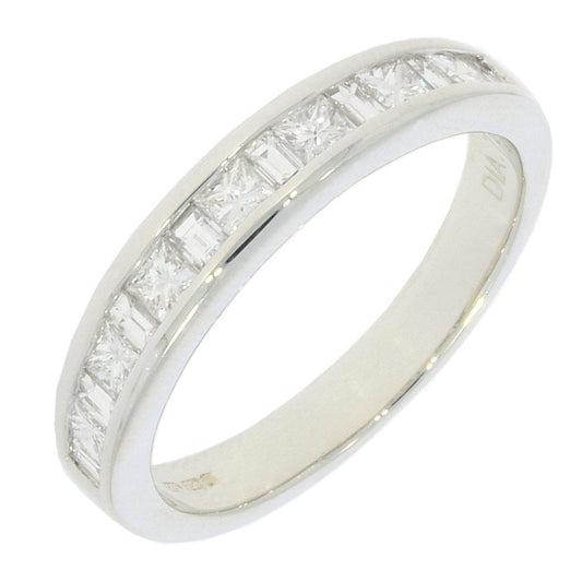 18CT WHITE GOLD EMERALD CUT & BRILLIANT CUT CHANNEL SET DIAMOND BAND WITH 0.75CT DIAMOND