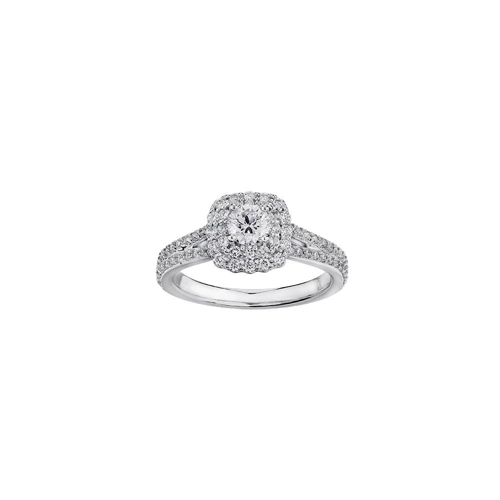 18CT WHITE GOLD HALO DIAMOND RING