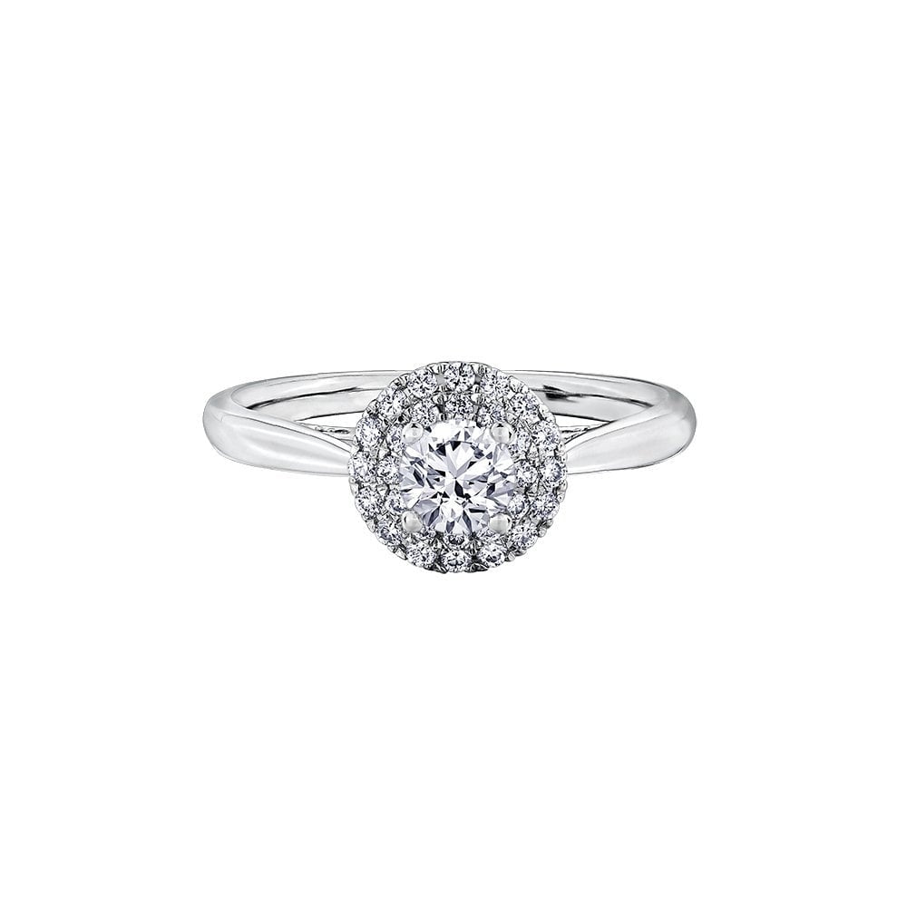 18CT WHITE GOLD ROUND HALO DIAMOND RING