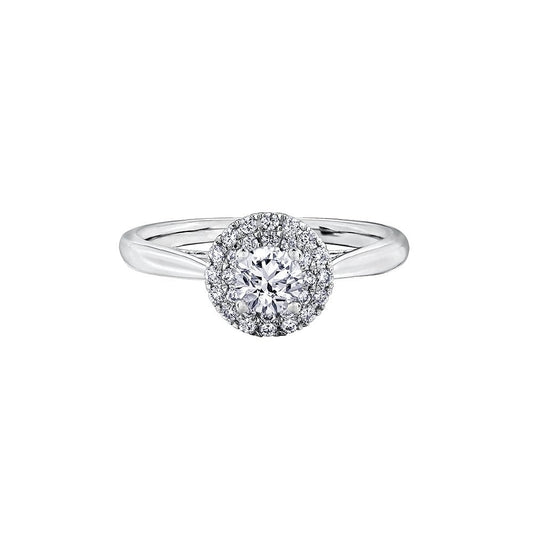 18CT WHITE GOLD ROUND HALO DIAMOND RING