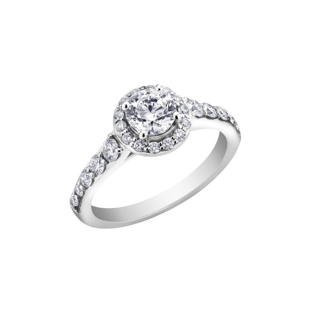 18CT WHITE GOLD ROUND HALO DIAMOND RING