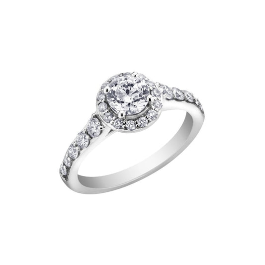 18CT WHITE GOLD ROUND HALO DIAMOND RING