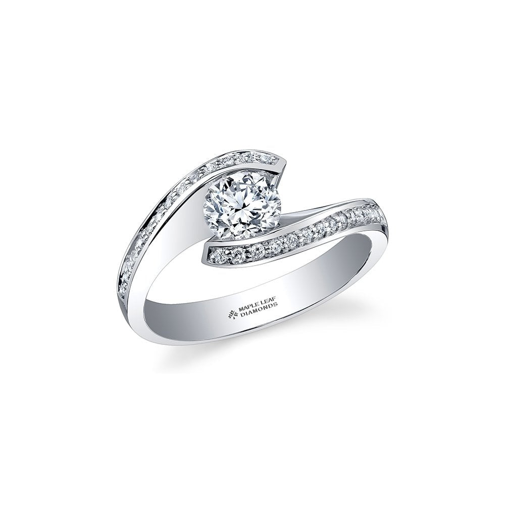 18CT WHITE GOLD SOLITAIRE TWIST DIAMOND RING