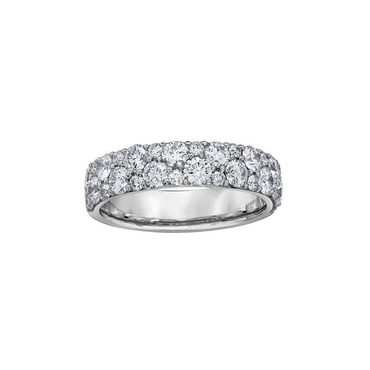 18CT WHITE GOLD WIDE BAND WITH BRILLIANT ROUND CUT DIAMONDS