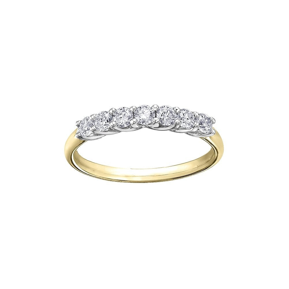 18CT YELLOW GOLD 7 STONE DIAMOND BAND