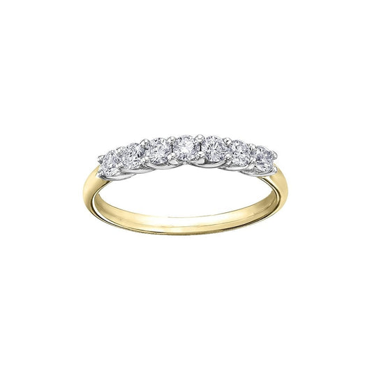 18CT YELLOW GOLD 7 STONE DIAMOND BAND