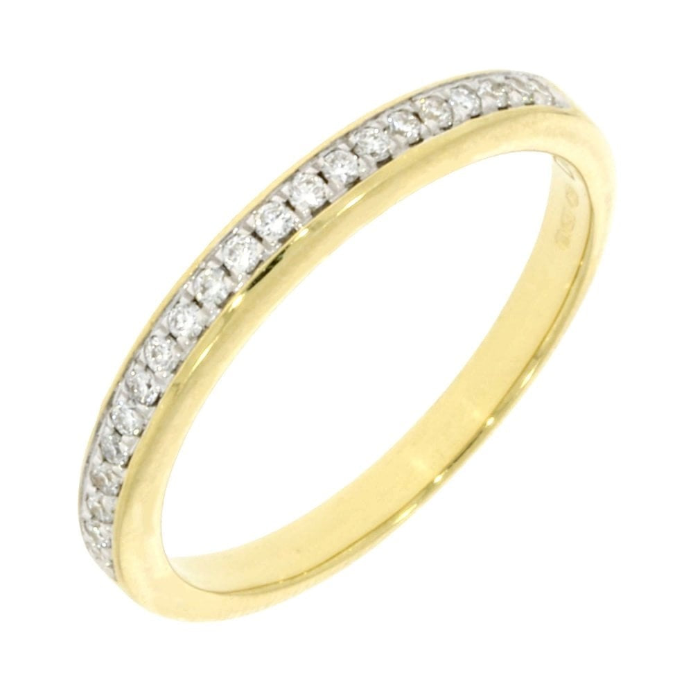 18CT YELLOW GOLD PAVE SET DIAMOND BAND 
