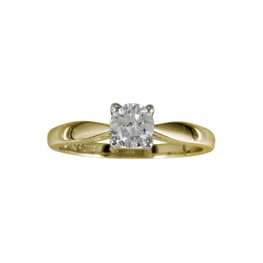 18CT YELLOW GOLD SOLITAIRE DIAMOND RING
