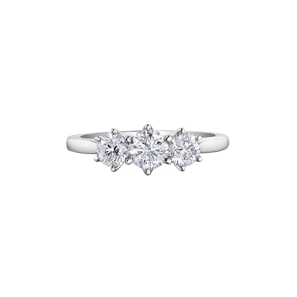 18ct Gold 3 Stone Brilliant cut Diamond Ring with 1ct Diamond