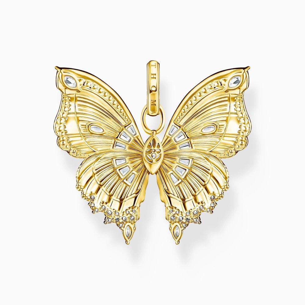 18ct Gold on Silver Butterfly Paradise Pendant with White Zirconia