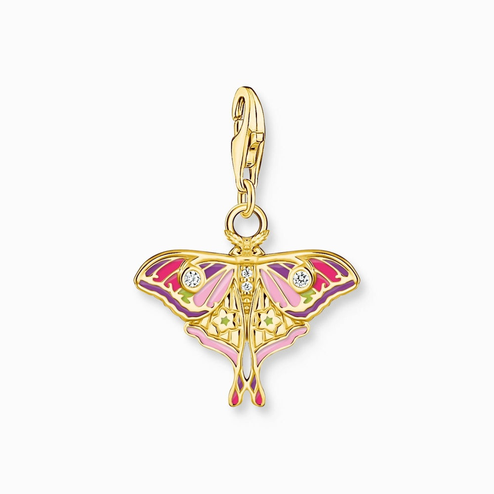 18ct Gold on Silver Colourful Moth Charm