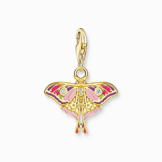 18ct Gold on Silver Colourful Moth Charm