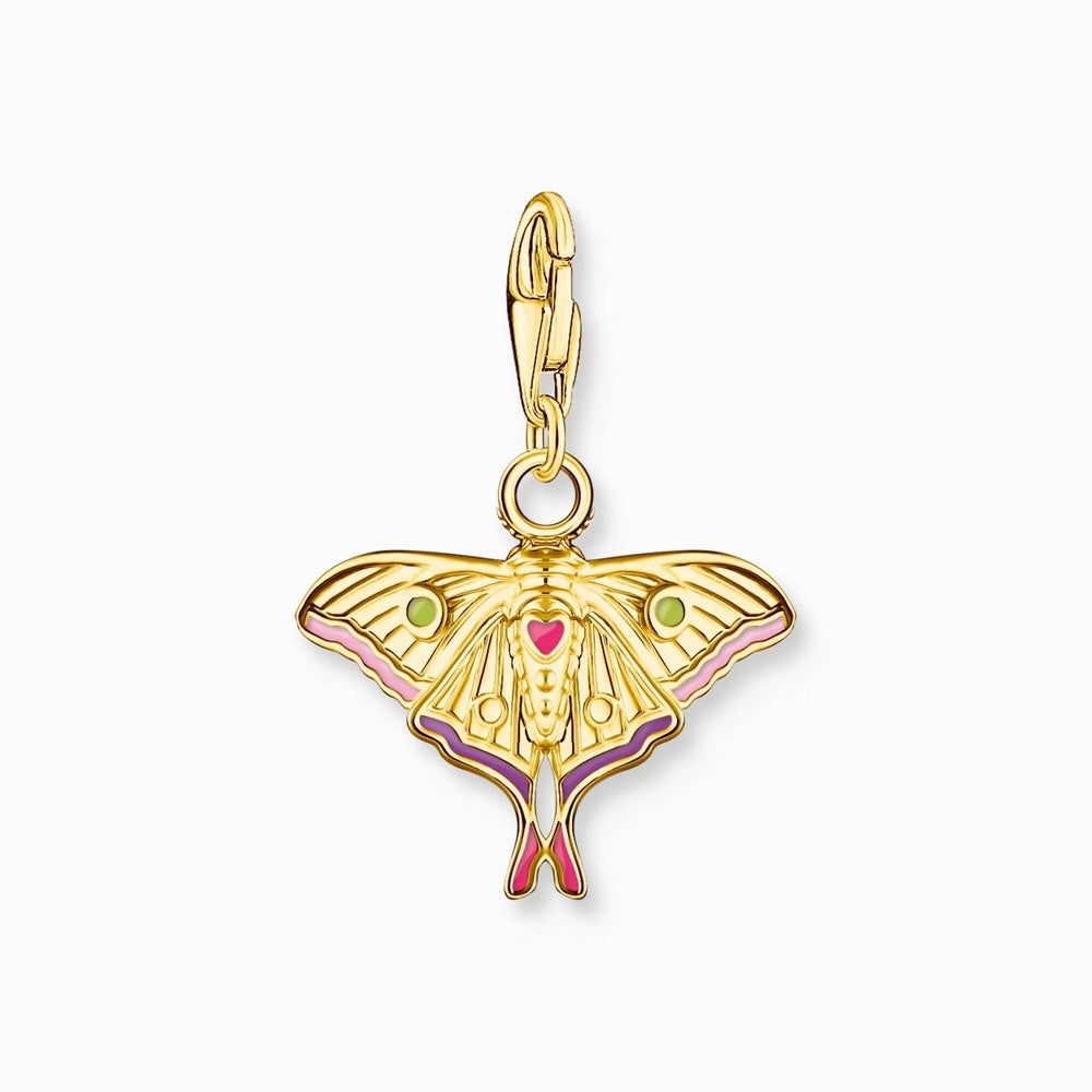 18ct Gold on Silver Colourful Moth Charm