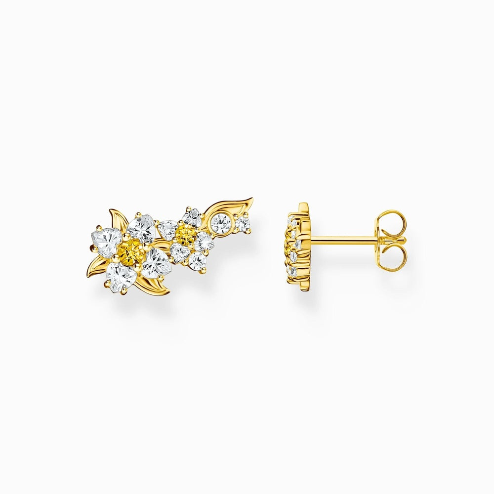 18ct Gold on Silver Lovely Daisy Ear Climbers Earrings