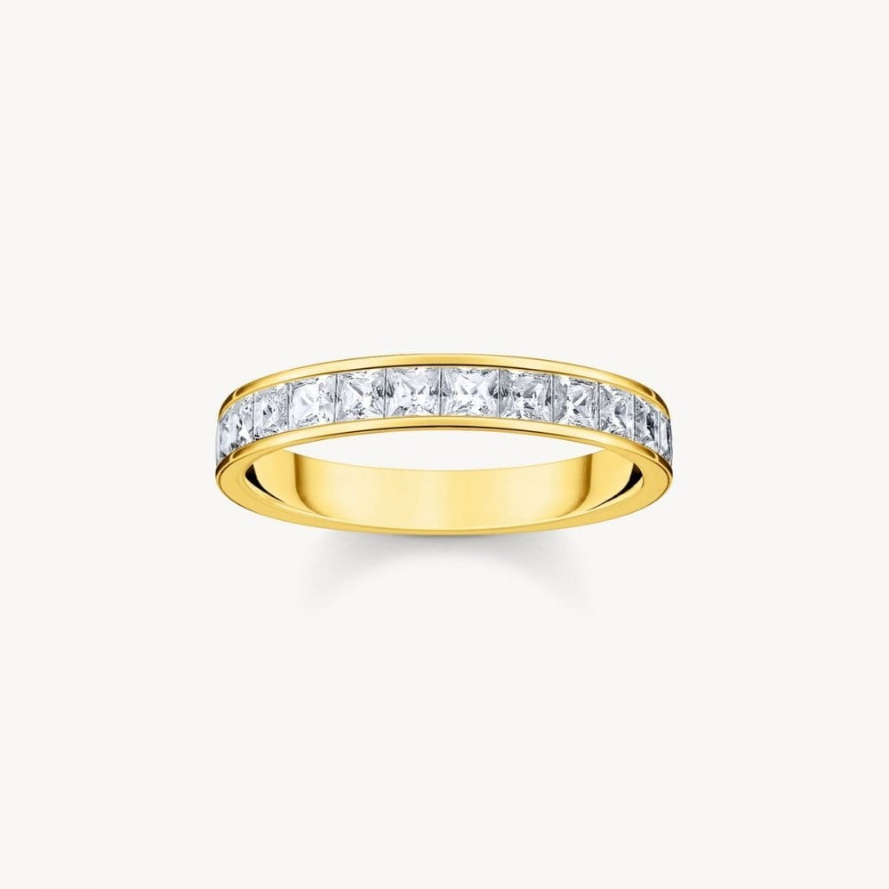 18ct Gold on Silver White Zirconia Band
