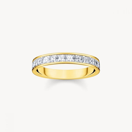 18ct Gold on Silver White Zirconia Band