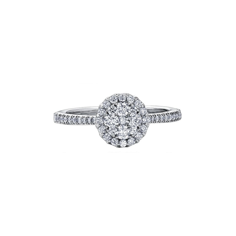 18ct WHITE GOLD DIAMOND SOLITAIRE SYLE RING ILLISION SET FOUR DIAMONDS