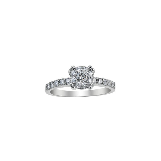 18ct White Gold Diamond Solitaire ring with Diamond Shoulder