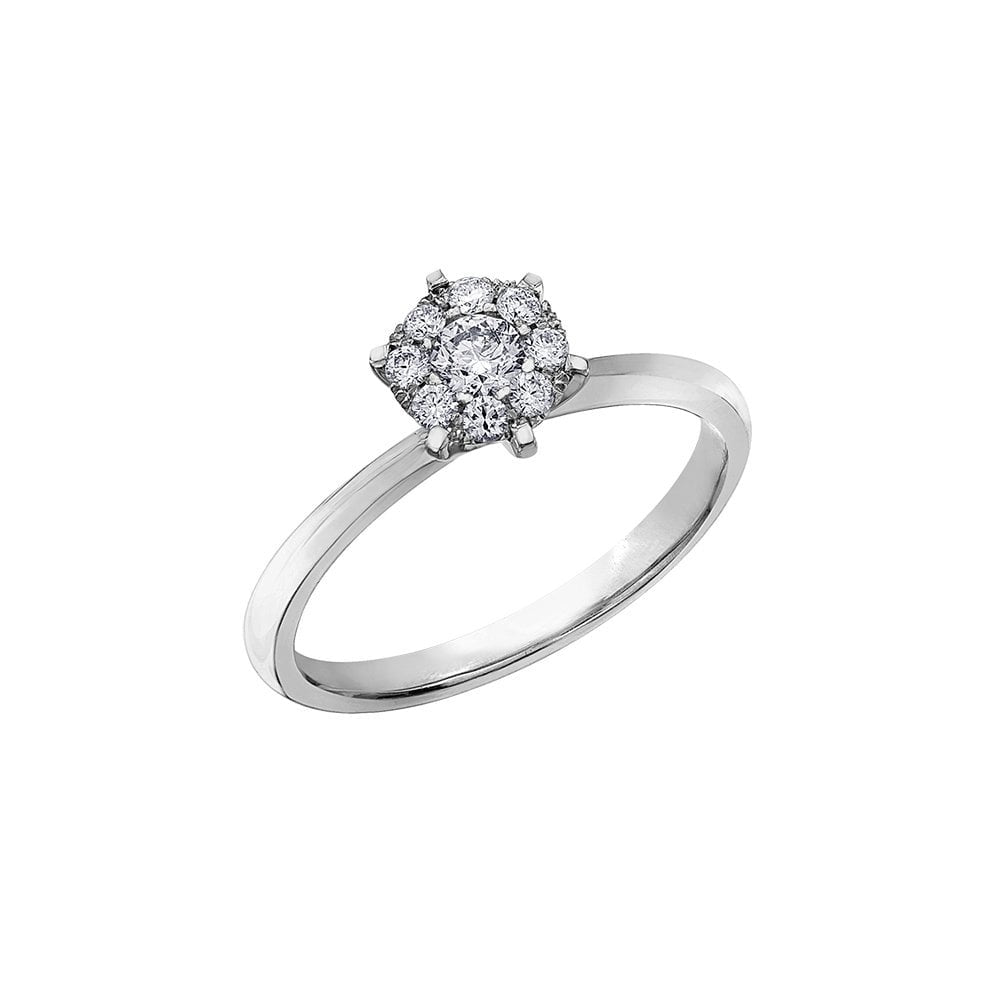 18ct White Gold Illusion set solitaire Diamond Ring
