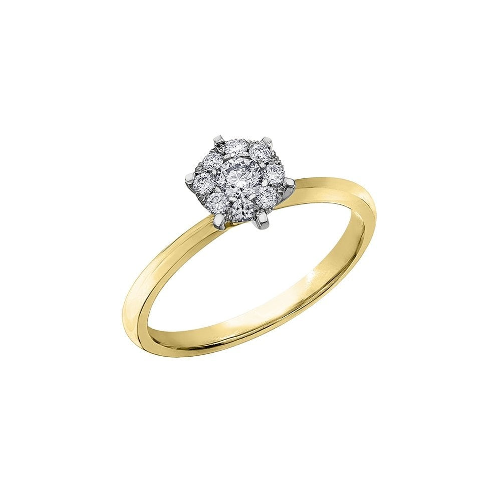 18ct Yellow Gold Illusion Set Diamond Solitaire ring