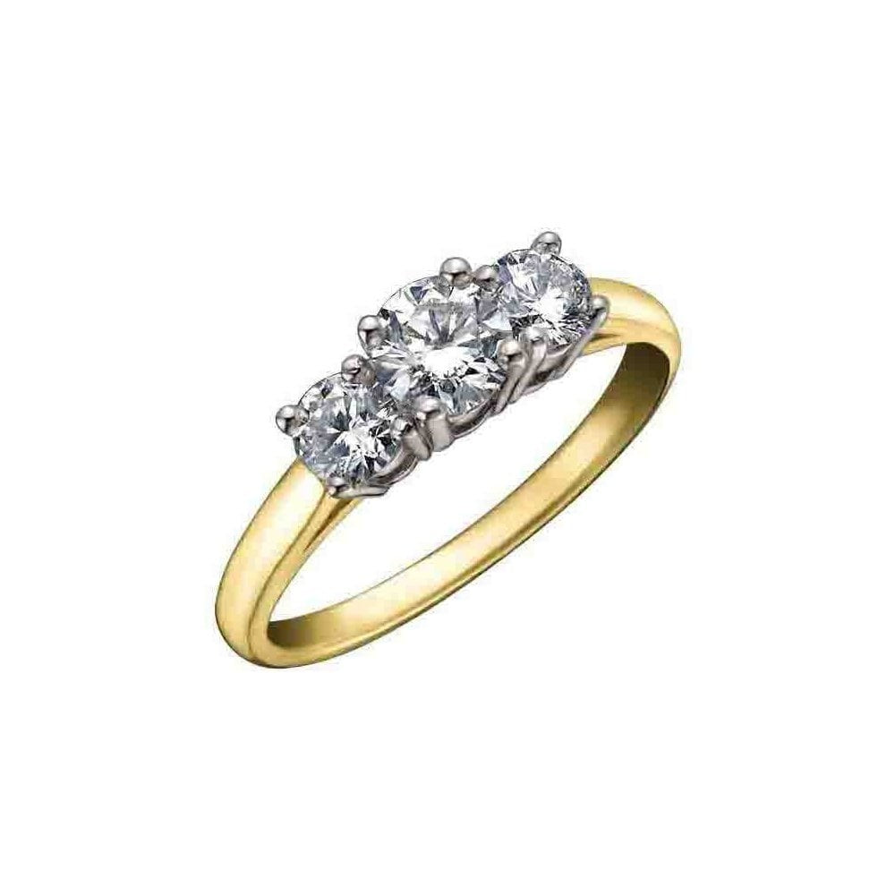 18ct Yellow Gold Three Stone Diamond Ring with Larger Centre Diamond