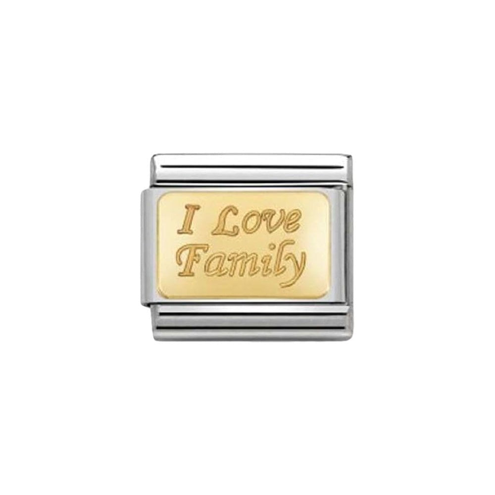 18ct gold I Love Family words charm