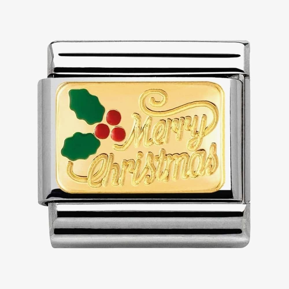 18ct gold on stainless steel Merry Christmas Nomination charm