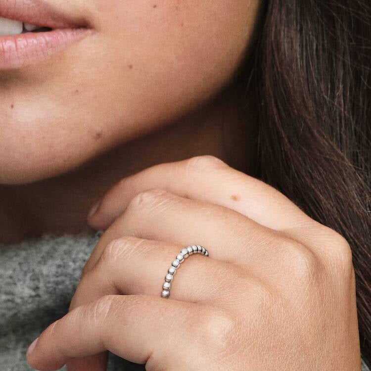 Sterling Silver Beaded Pandora Ring