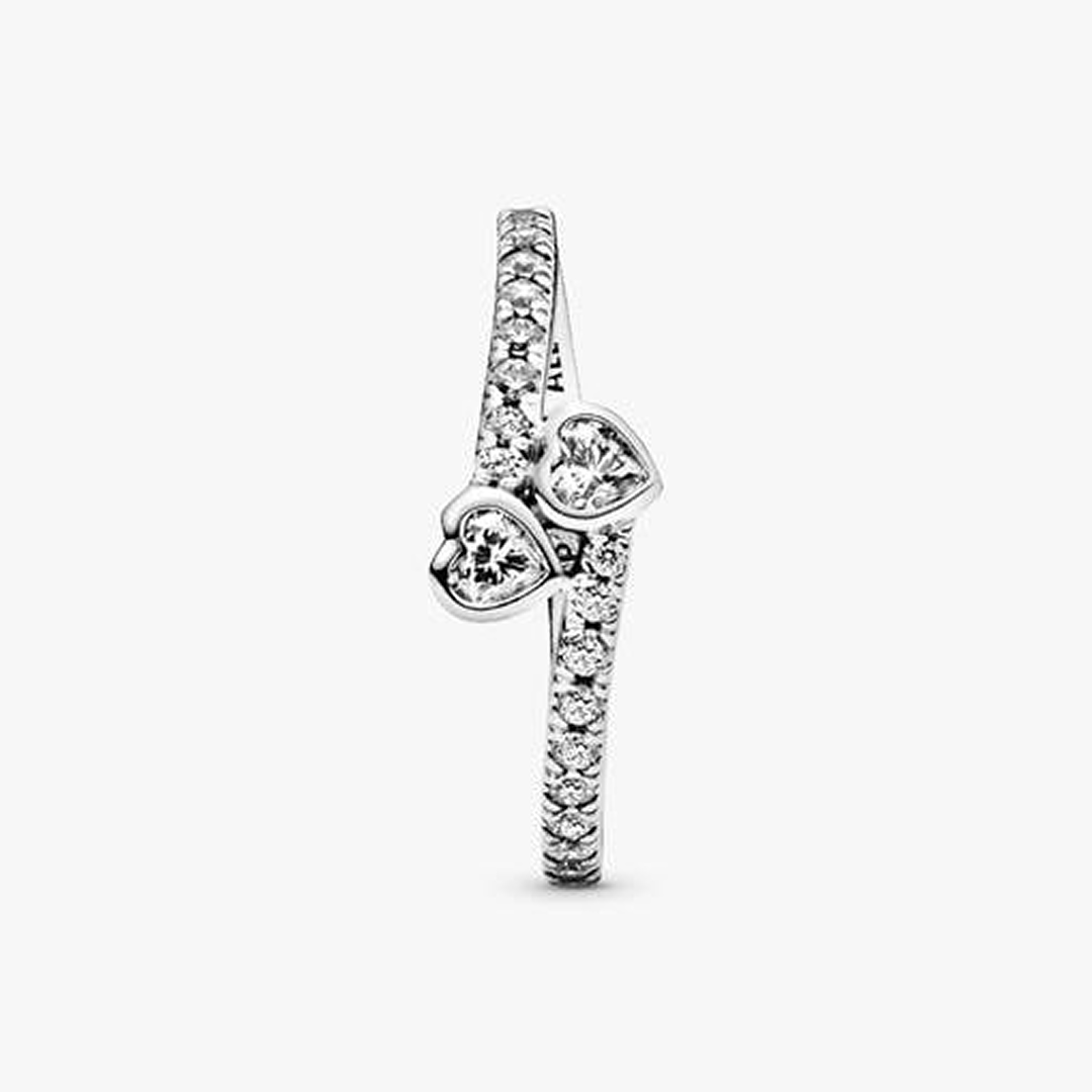 Two Sparkling Hearts Ring