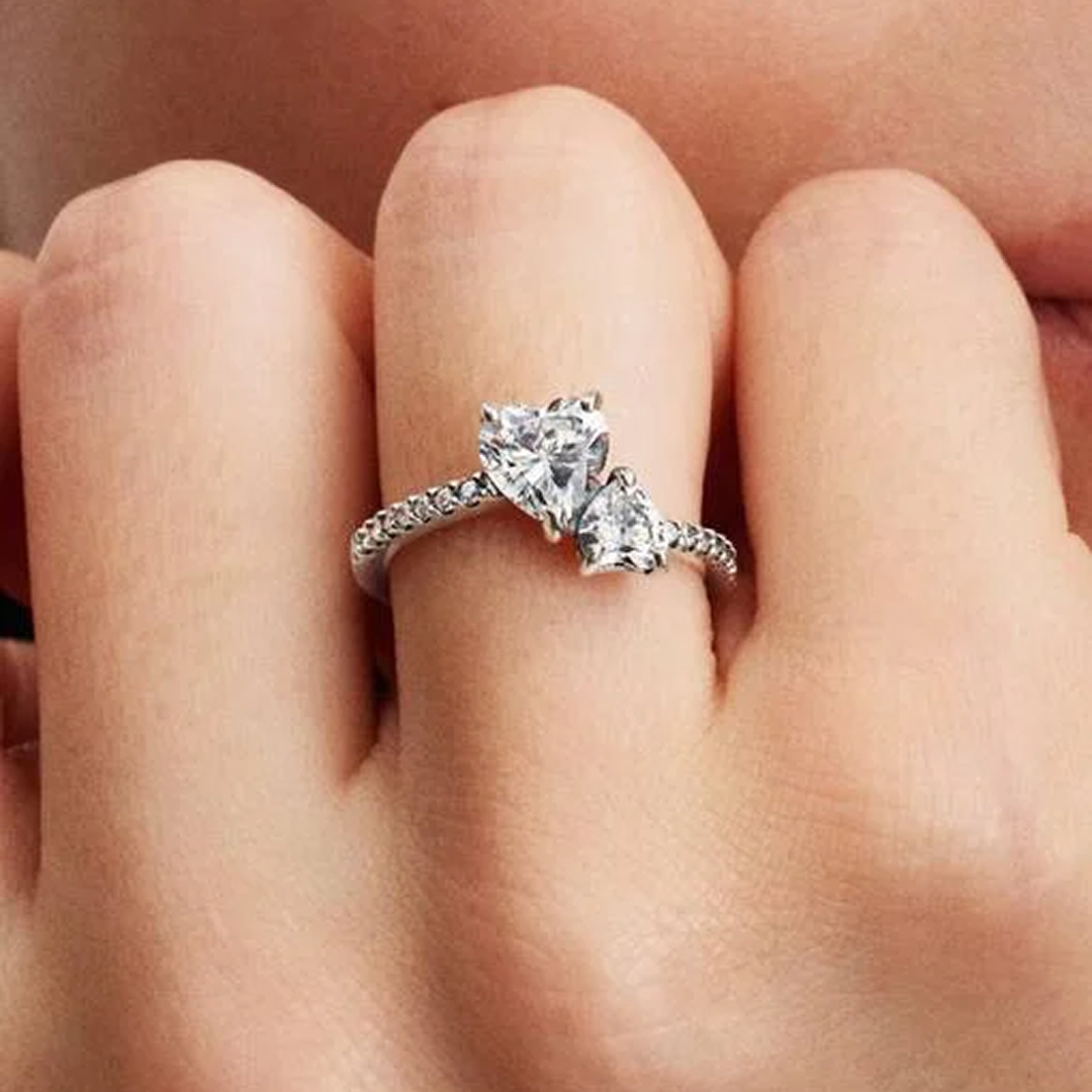 Double Heart Sparkling Ring