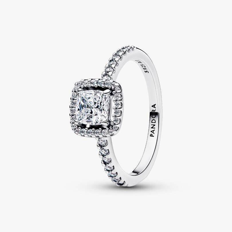 Pandora Sparkling Square Halo Ring