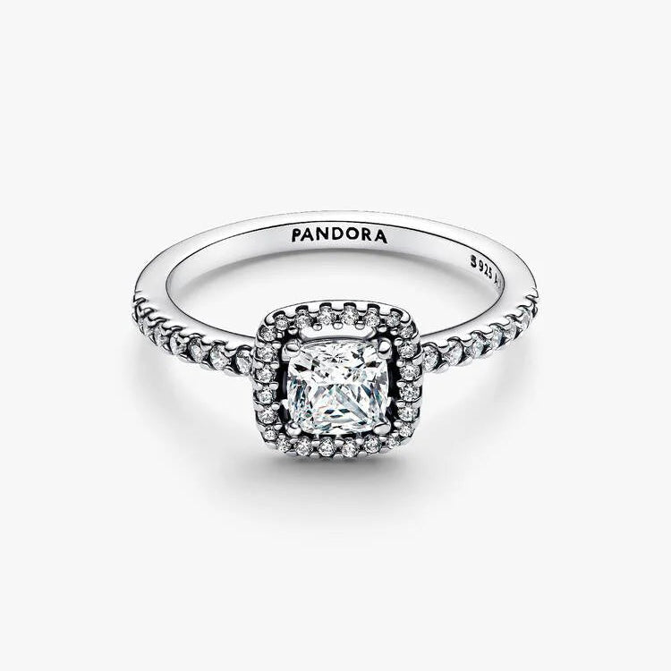 Pandora Sparkling Square Halo Ring