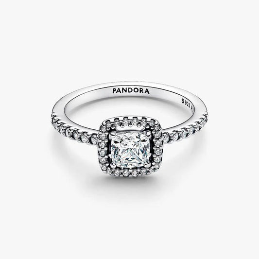 Pandora Sparkling Square Halo Ring