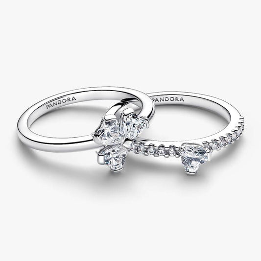 Sparkling Lucky Clover Splittable Pandora Ring