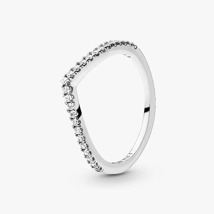 Sparkling Wishbone Pandora Ring