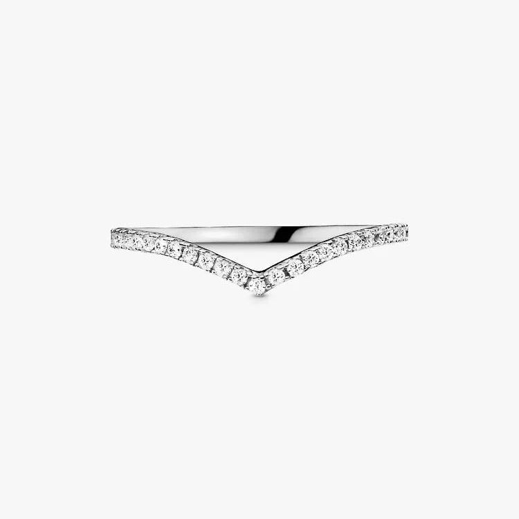Sparkling Wishbone Pandora Ring