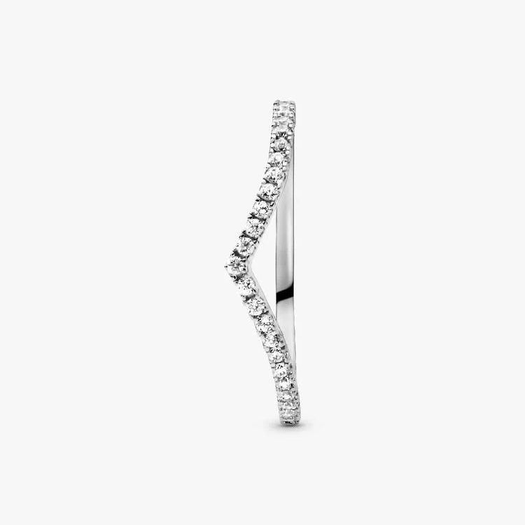 Sparkling Wishbone Pandora Ring