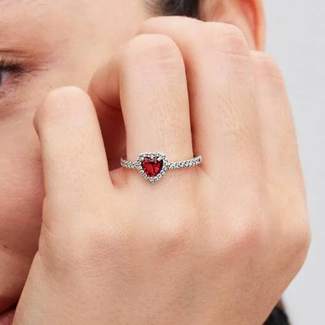 Elevated Red Heart Ring