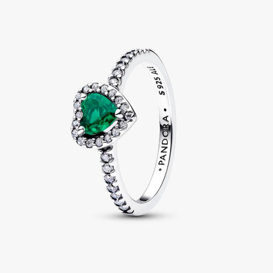 Elevated Royal Green Heart Pandora Ring