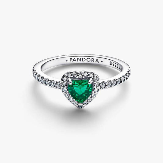 Elevated Royal Green Heart Pandora Ring