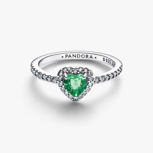 Elevated Mint Green Heart Pandora Ring