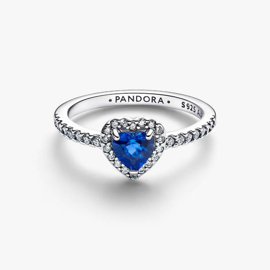 Elevated Princess Blue Heart Pandora Ring