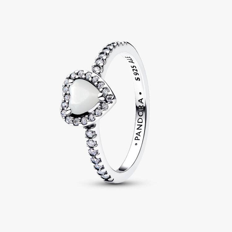 Elevated White Heart Pandora Ring