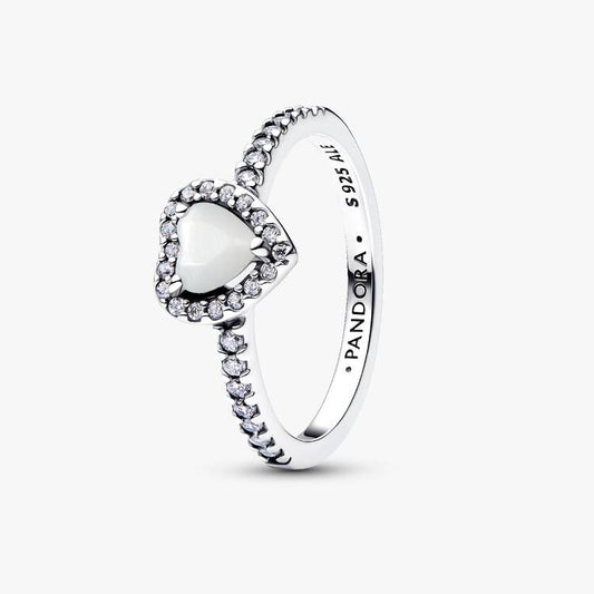 Elevated White Heart Pandora Ring