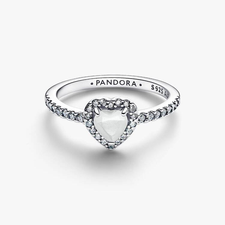 Elevated White Heart Pandora Ring