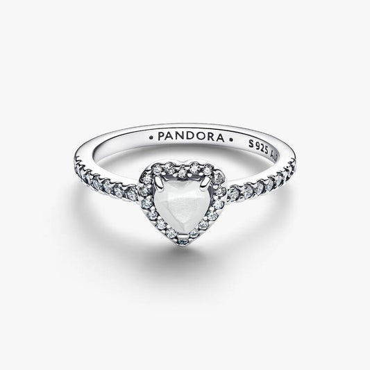 Elevated White Heart Pandora Ring