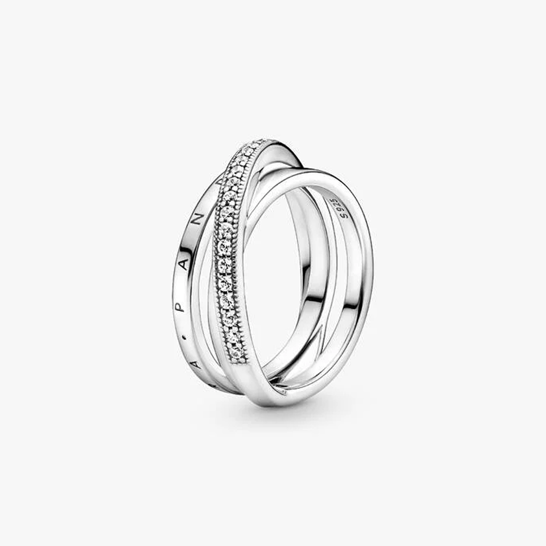 Crossover Pavé Triple Band Ring